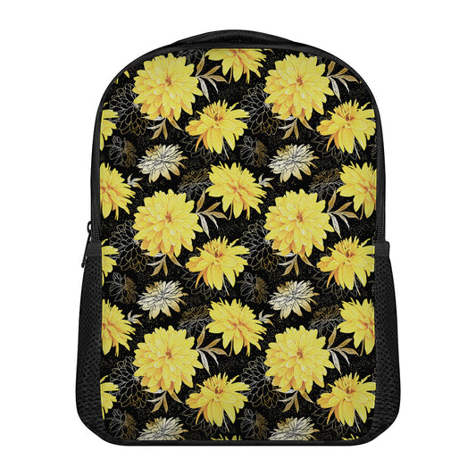 Gold And Yellow Floral Print Casual Backpack