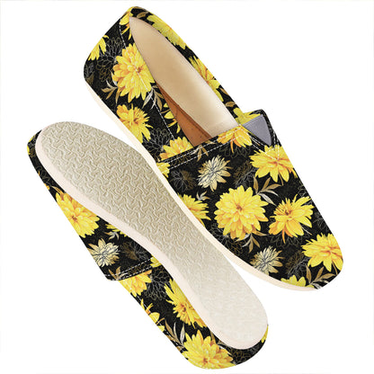 Gold And Yellow Floral Print Casual Shoes