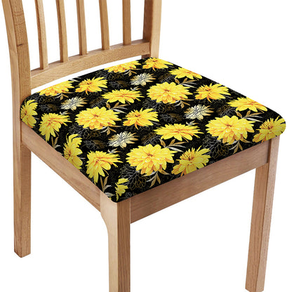 Gold And Yellow Floral Print Chair Cushion Cover