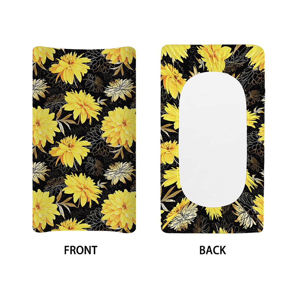 Gold And Yellow Floral Print Changing Pad Cover
