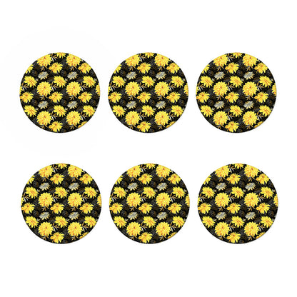 Gold And Yellow Floral Print Coaster Set