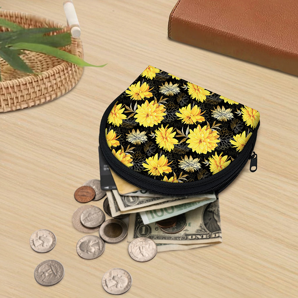Gold And Yellow Floral Print Coin Purse