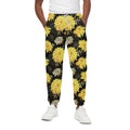 Gold And Yellow Floral Print Cotton Sweatpants