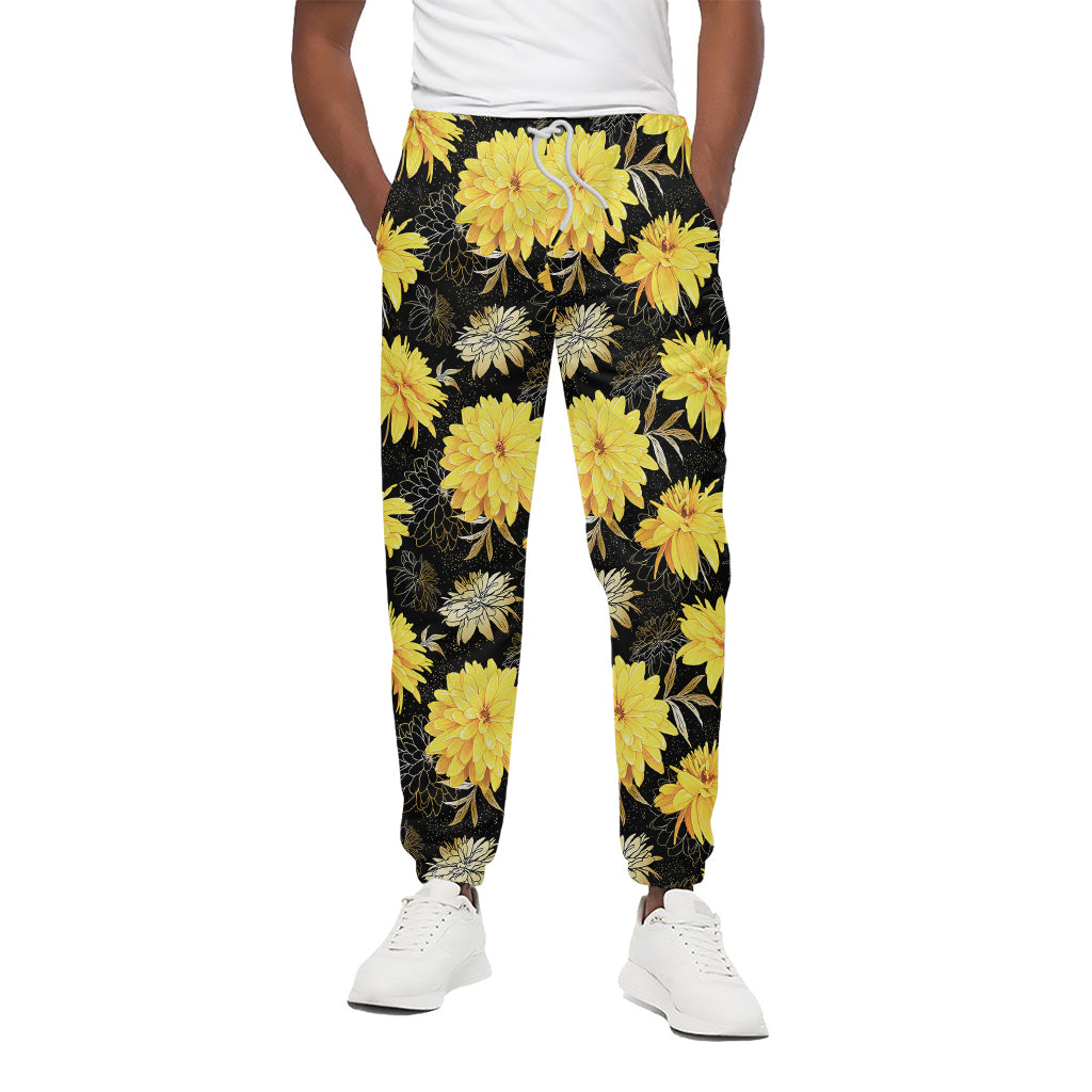 Gold And Yellow Floral Print Cotton Pants