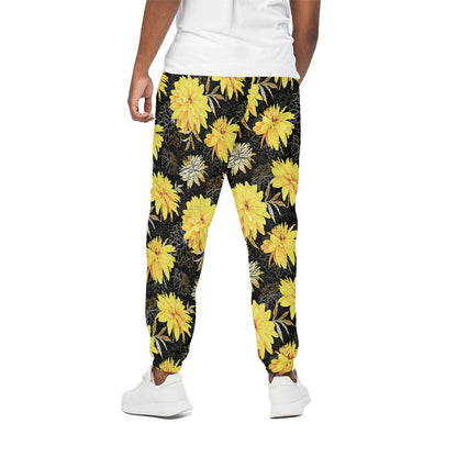 Gold And Yellow Floral Print Cotton Pants