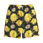 Gold And Yellow Floral Print Cotton Shorts