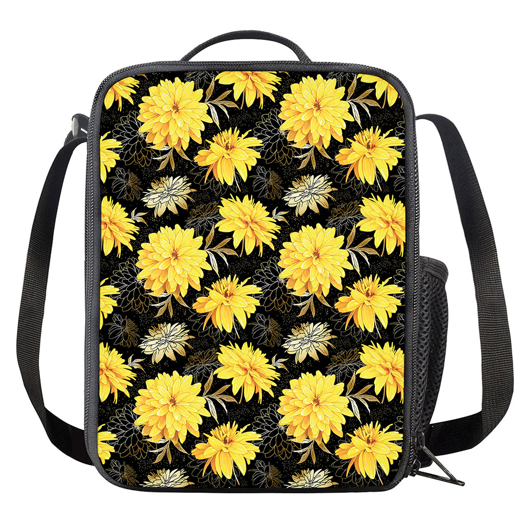 Gold And Yellow Floral Print Crossbody Lunch Bag