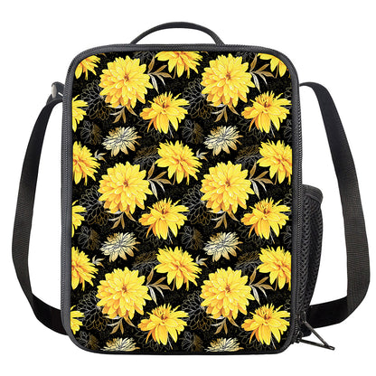 Gold And Yellow Floral Print Crossbody Lunch Bag