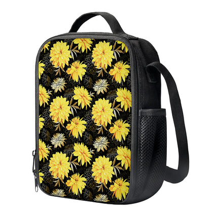 Gold And Yellow Floral Print Crossbody Lunch Bag
