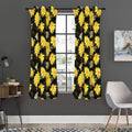 Gold And Yellow Floral Print Grommet Curtain Panels