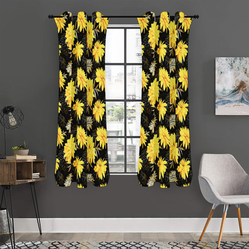 Gold And Yellow Floral Print Curtain