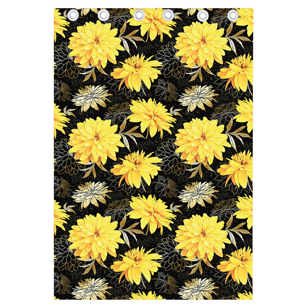 Gold And Yellow Floral Print Curtain