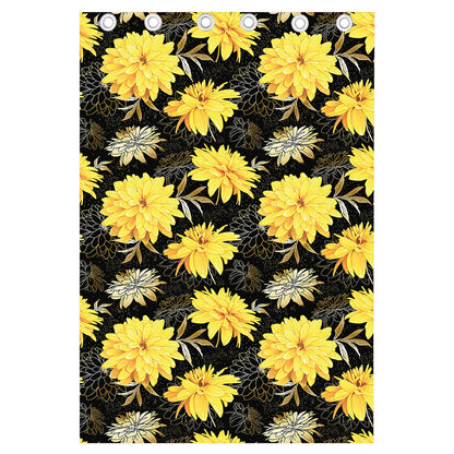 Gold And Yellow Floral Print Curtain