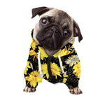 Gold And Yellow Floral Print Dog Zip Up Hoodie