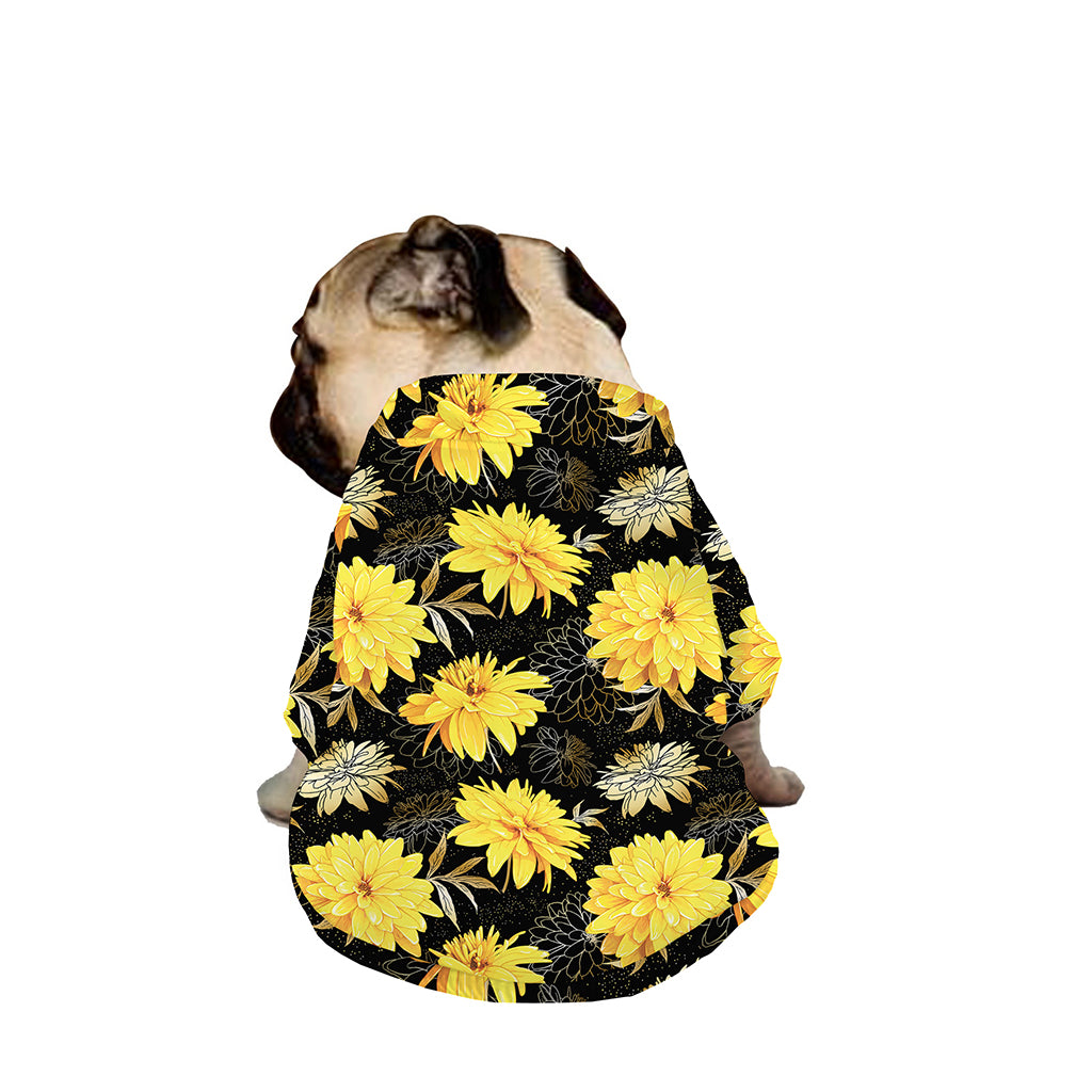 Gold And Yellow Floral Print Dog Zip Up Jacket