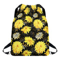 Gold And Yellow Floral Print Drawstring Backpack
