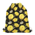 Gold And Yellow Floral Print Drawstring Bag