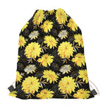 Gold And Yellow Floral Print Drawstring Bag
