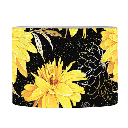 Gold And Yellow Floral Print Drum Lamp Shade