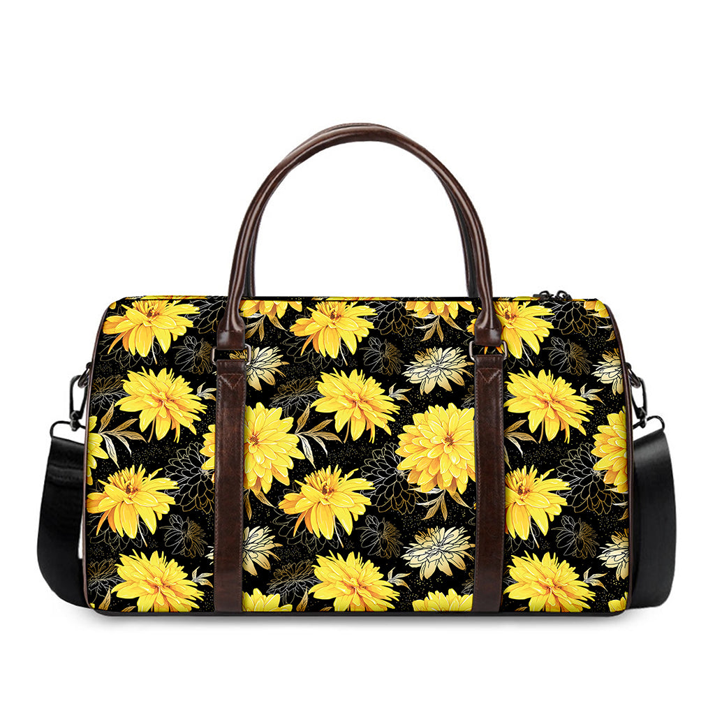 Gold And Yellow Floral Print Duffle Bag
