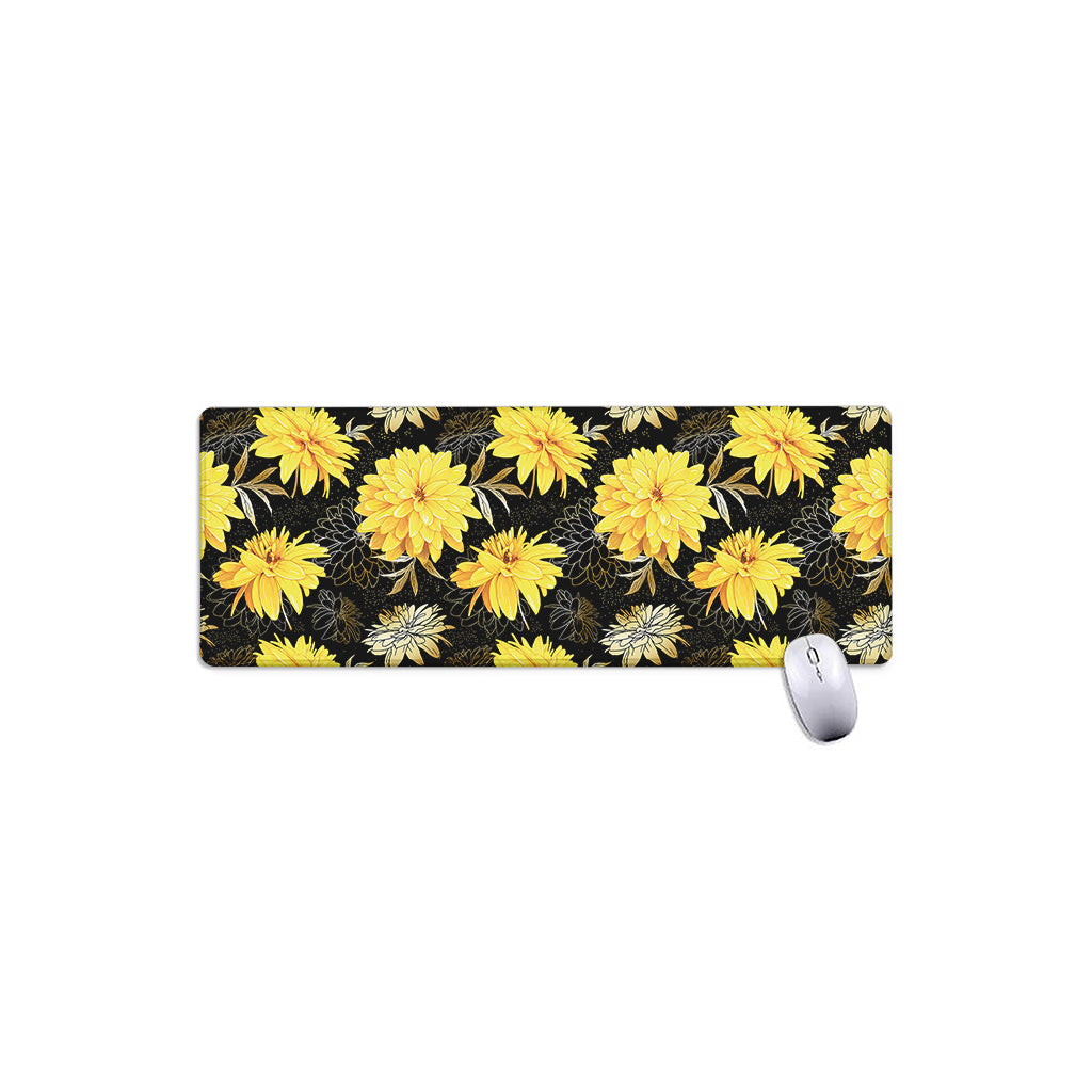 Gold And Yellow Floral Print Extended Mouse Pad