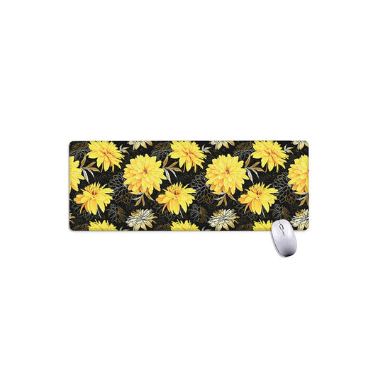 Gold And Yellow Floral Print Extended Mouse Pad