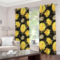 Gold And Yellow Floral Print Extra Wide Grommet Curtains