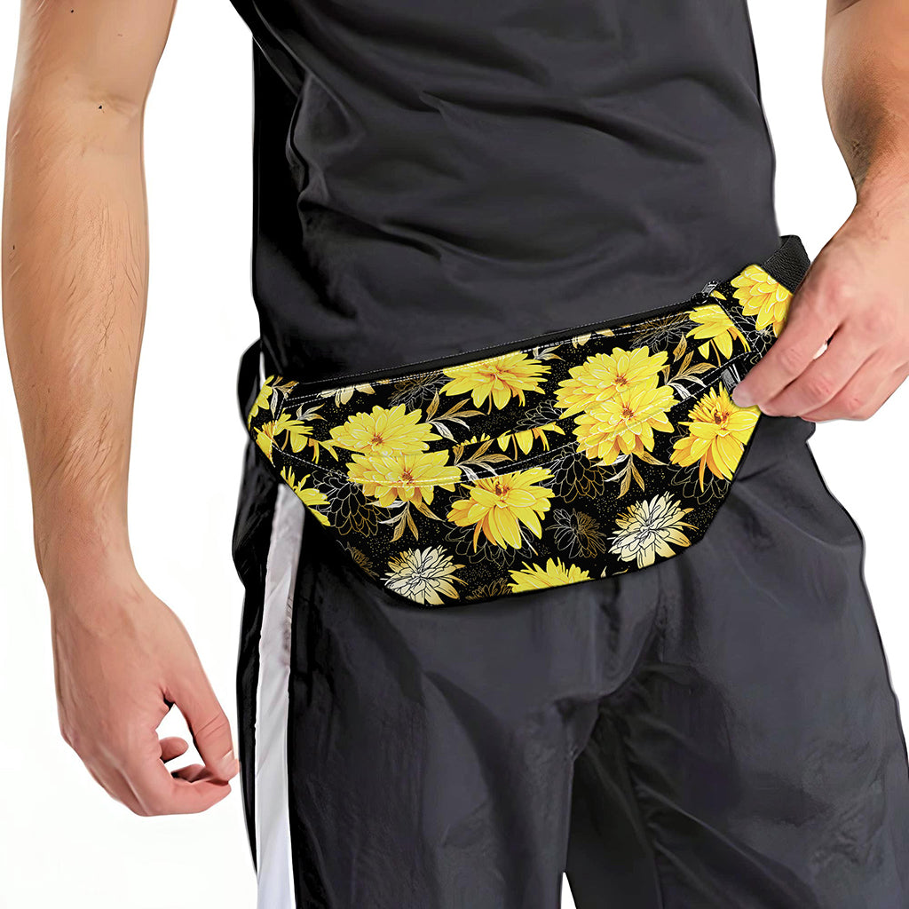 Gold And Yellow Floral Print Fanny Pack