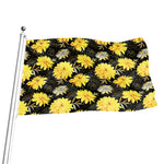Gold And Yellow Floral Print Flag