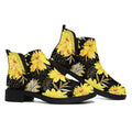 Gold And Yellow Floral Print Flat Ankle Boots