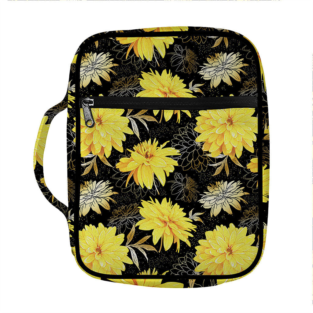 Gold And Yellow Floral Print Front Pocket Bible Bag