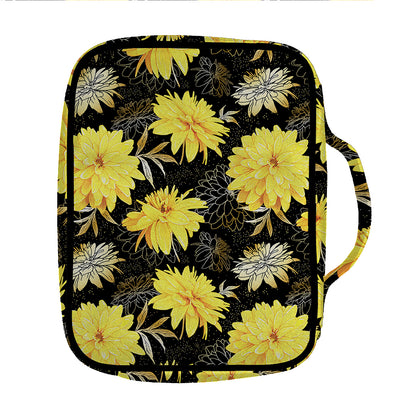 Gold And Yellow Floral Print Front Pocket Bible Bag