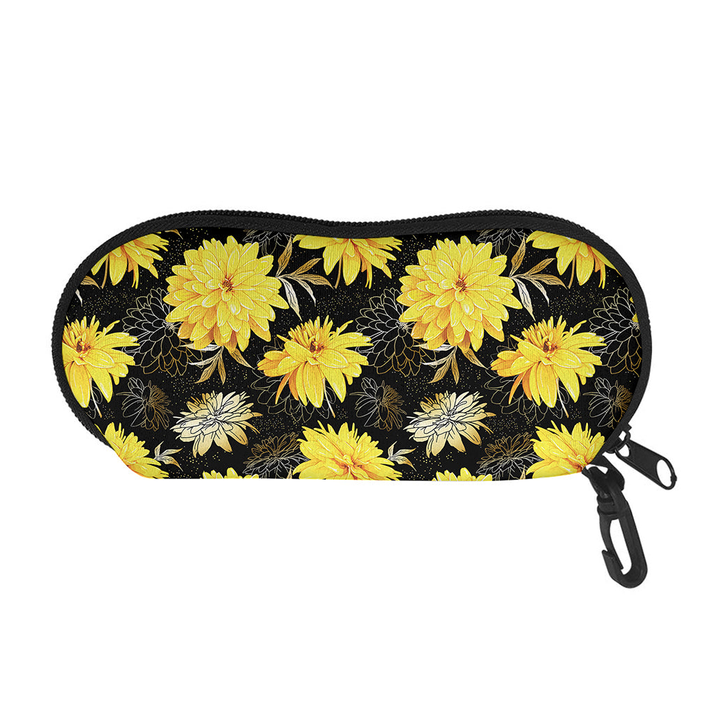 Gold And Yellow Floral Print Glasses Case