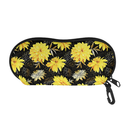 Gold And Yellow Floral Print Glasses Case
