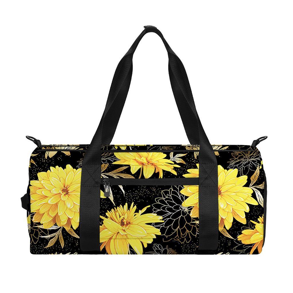 Gold And Yellow Floral Print Gym Bag