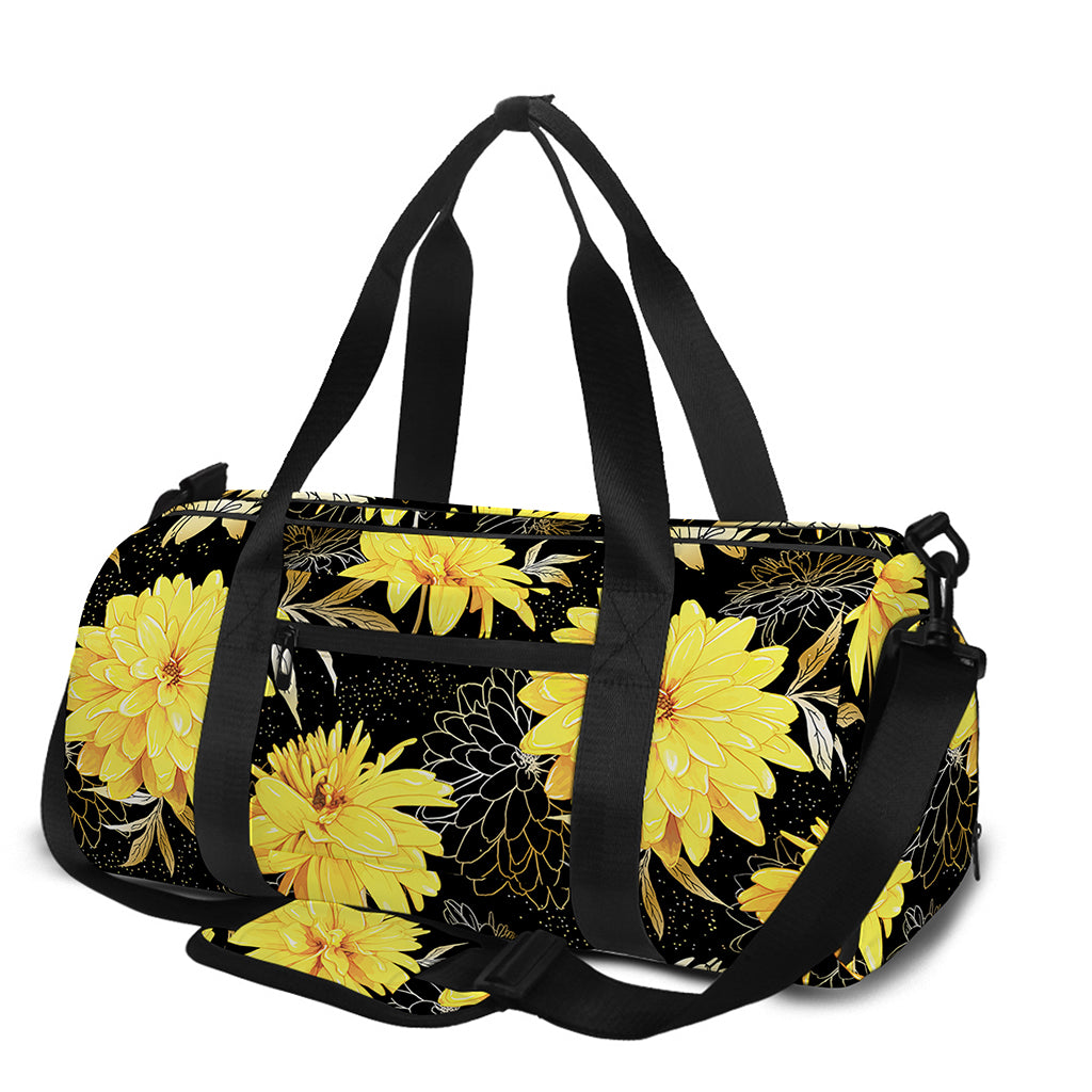 Gold And Yellow Floral Print Gym Bag