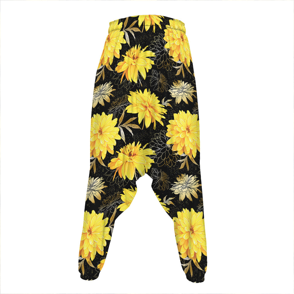 Gold And Yellow Floral Print Hammer Pants