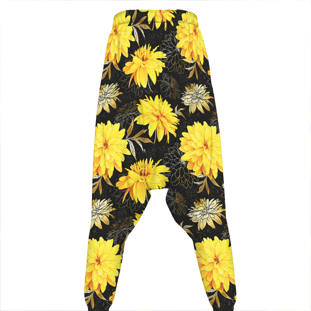 Gold And Yellow Floral Print Hammer Pants