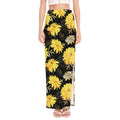 Gold And Yellow Floral Print High Slit Maxi Skirt