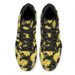 Gold And Yellow Floral Print High Top Leather Sneakers