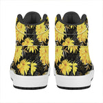 Gold And Yellow Floral Print High Top Leather Sneakers