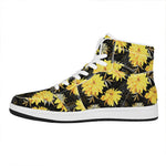 Gold And Yellow Floral Print High Top Leather Sneakers