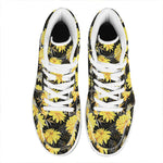 Gold And Yellow Floral Print High Top Leather Sneakers