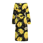 Gold And Yellow Floral Print Hooded Bathrobe