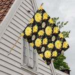 Gold And Yellow Floral Print House Flag