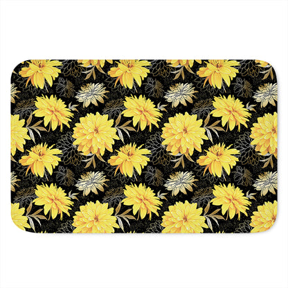 Gold And Yellow Floral Print Indoor Door Mat