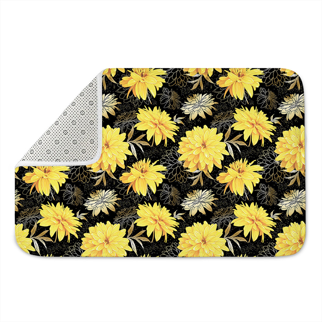 Gold And Yellow Floral Print Indoor Door Mat