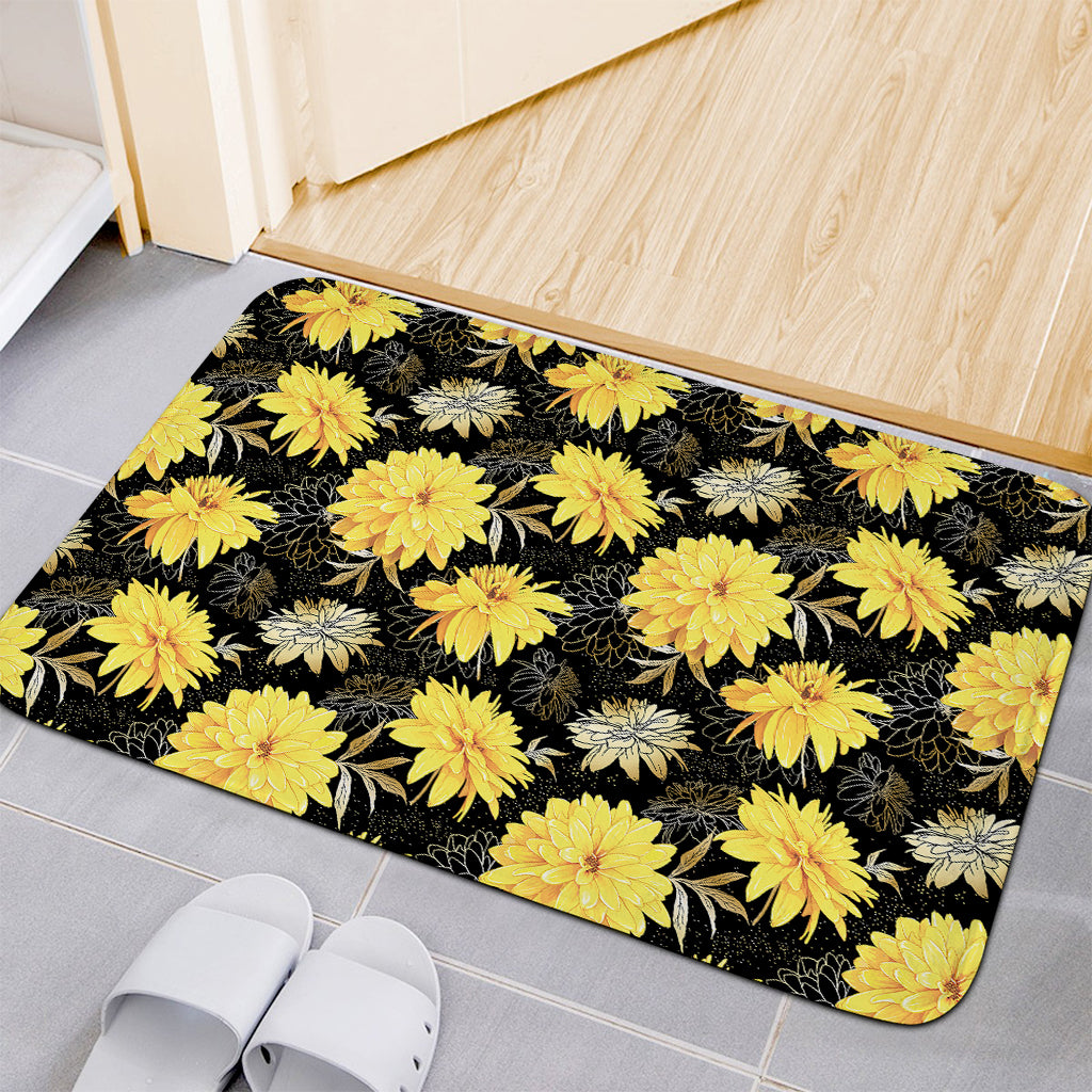 Gold And Yellow Floral Print Indoor Door Mat