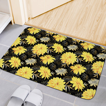 Gold And Yellow Floral Print Indoor Door Mat