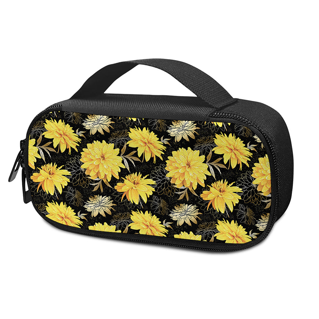 Gold And Yellow Floral Print Insulin Cooler Travel Case